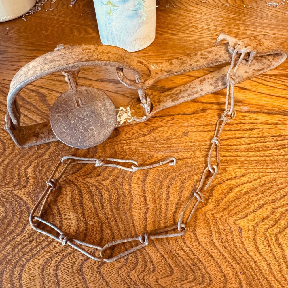 Vintage Triumph Rustic Metal Animal Trap for decor - cabin, lodge, primitive